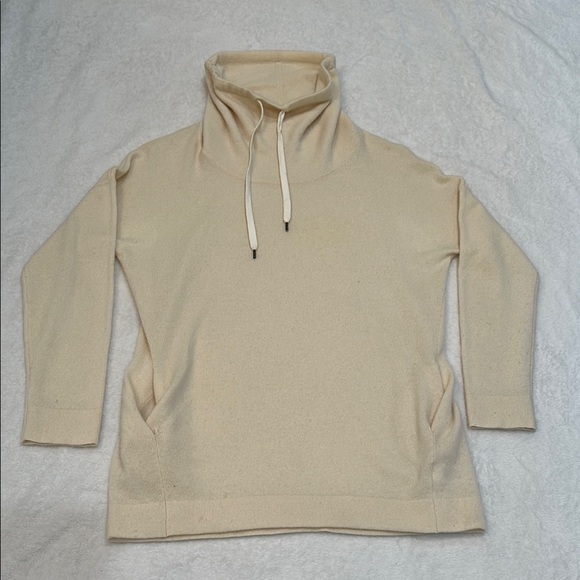 Splendid Cream Cowl Neck Sweater with Relaxed Fit 100% Cashmere Soft Knit - Picture 2 of 14